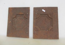 Antique Iron Fireplace Plaques Architectural Panels Victorian Vintage 10"x7.5"