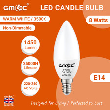 10 Pack Screw In E14 LED Candle Light Bulbs Energy Saver Warm Cool White 8W Lamp