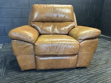 Real Tan Brown Leather Electric Recline Chair Armchair Distressed FREE DELIVERY