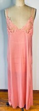 EUC!!VTG GODDESS PEACHY PINK NYLON &LACE CUT-OUTS NIGHTGOWN&PEIGNOIR ROBE SET*L