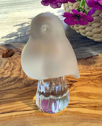 Vintage frosted glass bird - vintage,