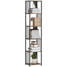 HOMCOM 5-Tier Bookshelf, Freestanding Display Storage Unit, Rustic Brown