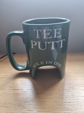 Golf Mug 'Tee Putt Hole In One' Green Ceramic H13cm, never used, stocking filler