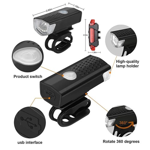 Usb rechargeable bike light - usb,