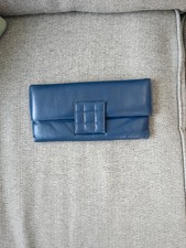 Vintage Jane Shilton blue leather clutch bag 80s / 90s