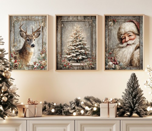 Rustic vintage christmas print - rustic,