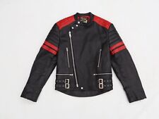 Campri Vanguard Leather Jacket Biker Motorcycle Zip Red Black Approx. Size M