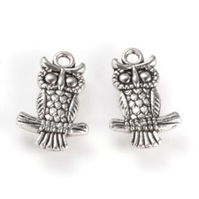 Tibetan Silver Charms Owl On A