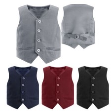 UK Boys 4-Button Formal Wedding Vest Suit Waistcoat Prom Party Stage Dress up