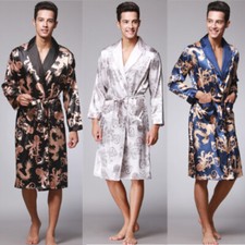 Mens Pajamas Satin Silk Kimono