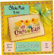 LIZZIE KATE "CHICKS RULE" SPECIAL EDITION CROSS STITCH CHART - K44 (2010) - HTF
