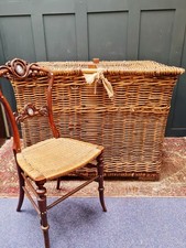 Antique early 20th century oversized wicker mill trunk