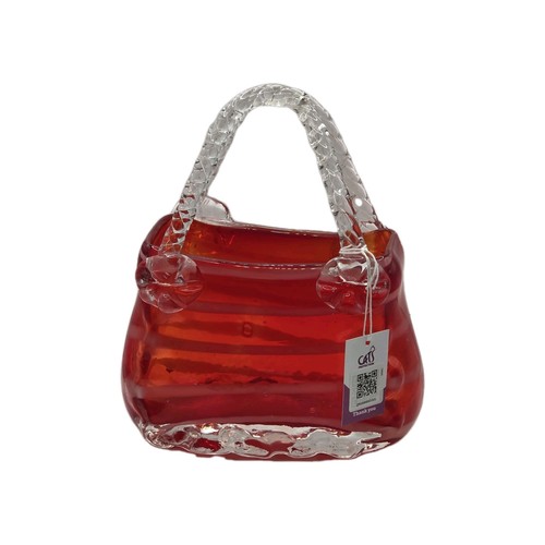 Red white art glass handbag - art,