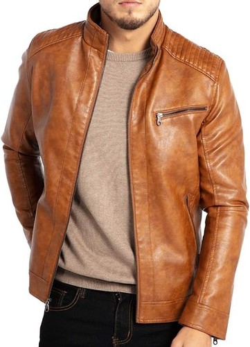 Mens stand collar leather - collar,