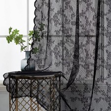 1x Lace Sheer Curtain Window Embroidered Drapes Elegant Tulle Curtain Home Decor