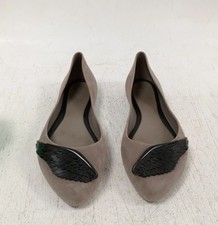 MELISSA Grey Flats w/ Black Wing Detail Size 4 UK Evening/Day Shoes - PRE-OWNED