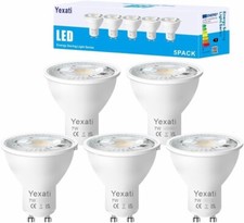 Yexati GU10 LED Bulb 7W 550lm 4000K Cool White Spotlight 5-pack Efficient