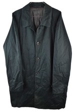 Howick Mens Blue Button Collared Long Mac Trench Jacket Size L Tailored