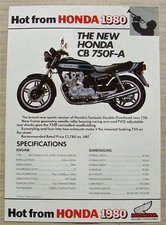 HONDA CB 750F-A MOTORCYCLE Sales Specification Leaflet For 1980