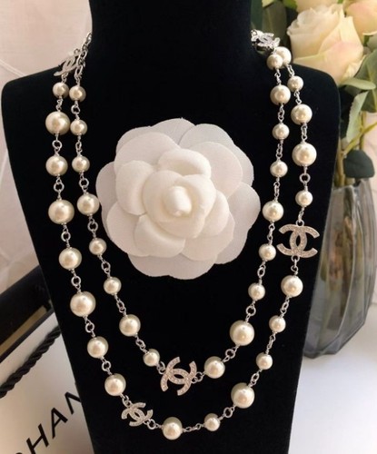 Necklace elegant crystal pearl - necklace,