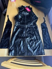 Shein PVC Patent Bondage Dom Mini Dress & Gloves XS