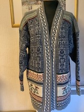 PAST TIMES 100%WOOL NORDIC OPEN FRONT CARDIGAN VINTAGE SIZE M