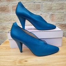 Lulu Guinness Shoe Booties Size UK 7 Turqoise Blue Leather Patience Court