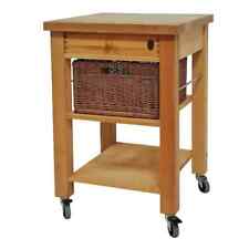 Butchers Trolley: 1 Drawer Lambourn Beech Wood Trolley with Basket, Assembled