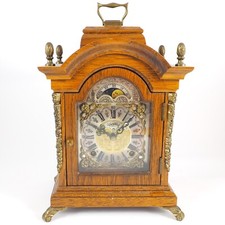 Warmink Wuba Stock Clock / Table Clock with Moon Phase - Wood / Brass - Mid 20th JHD