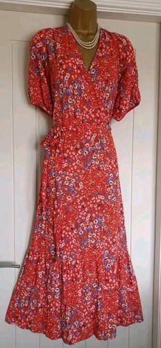 Red floral midi tea - red,
