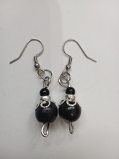 Hand Made Black Costume Earrings