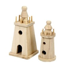 2 Wooden Lighthouse 13cm