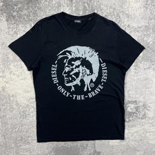 Y2K Diesel Short Sleeve T-Shirt Medium Mens Black Grey Only the Brave Logo