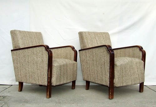 Pair art deco armchairs - art,
