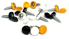12x Vehicle Registration Number Plate Screws White Yellow Black Hinged Caps
