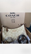 Coach Women's Shoulder Bag Leather Tan Brown  With Box And Dust Bag