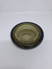 Vintage Whitefrairs Art Glass Dish. Controlled Bubbles Browny/green