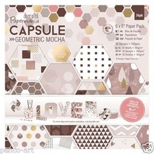 Papermania 6x6" scrapbooking capsule collection 32 sheets geometric MOCHA paper