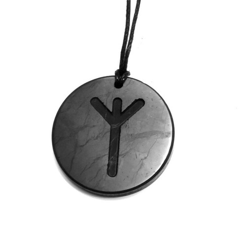 Shungite pendant algiz deep - pendant,