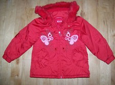Girls Pampolina Red Fur Trimmed Hooded Coat Size 104. Age 4-5.