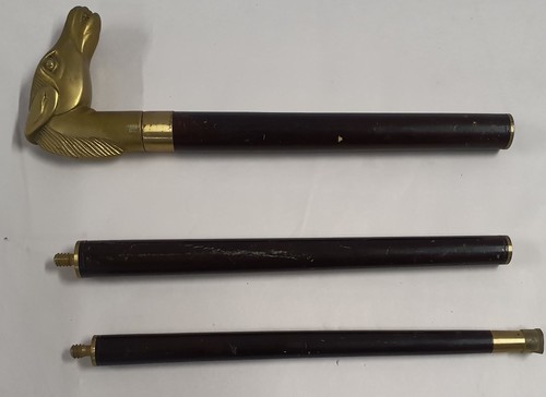 Walking stick cane brass horse - walking,