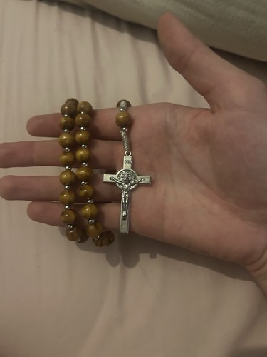 Catholic wood rosary necklace - wood,