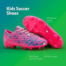 Dream Pairs Kids Football Boots UK 3 | Pink Blue Firm Ground Cleats  Boys Girls