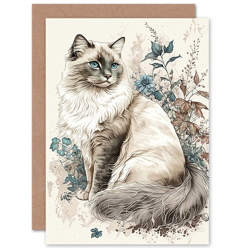 Blue point ragdoll cat flowers - cat,