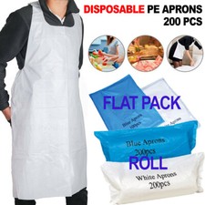 Disposable Apron Polythene Plastic Aprons Eco Flat Pack or Roll White / Blue 100