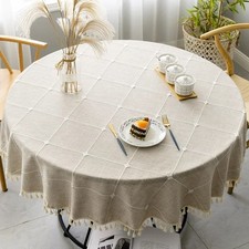 Plaid Cotton Linen Round