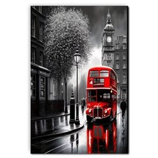 London Red Bus Wall Artwork Sign Printed on Sheet Metal Aluminium