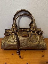 Chloe Paddington Metallic Gold Leather Shoulder w/Card, Dust Bag Padlocks & Keys