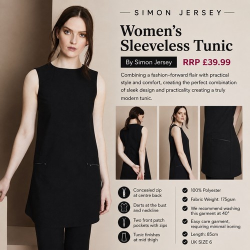 Ladies black salon tunic - ladies,