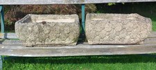 Pair Concrete Troughs/Planters Pan Art Daisy Chain Pattern PB 11
